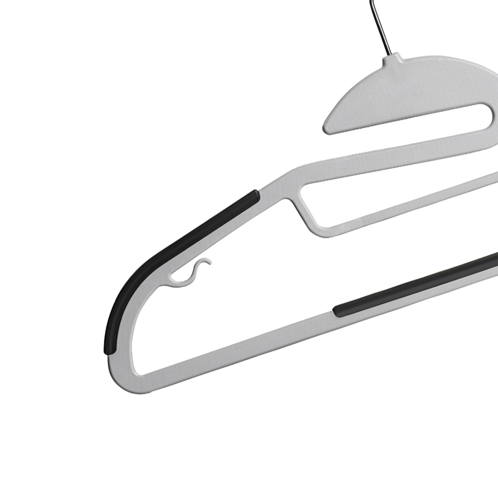 Softflame Plastic Hangers Pack Of 50, Heavy-Duty Non-Slip Clothes Hangers Space Saving With 360 Swivel Hook Grey/Silver