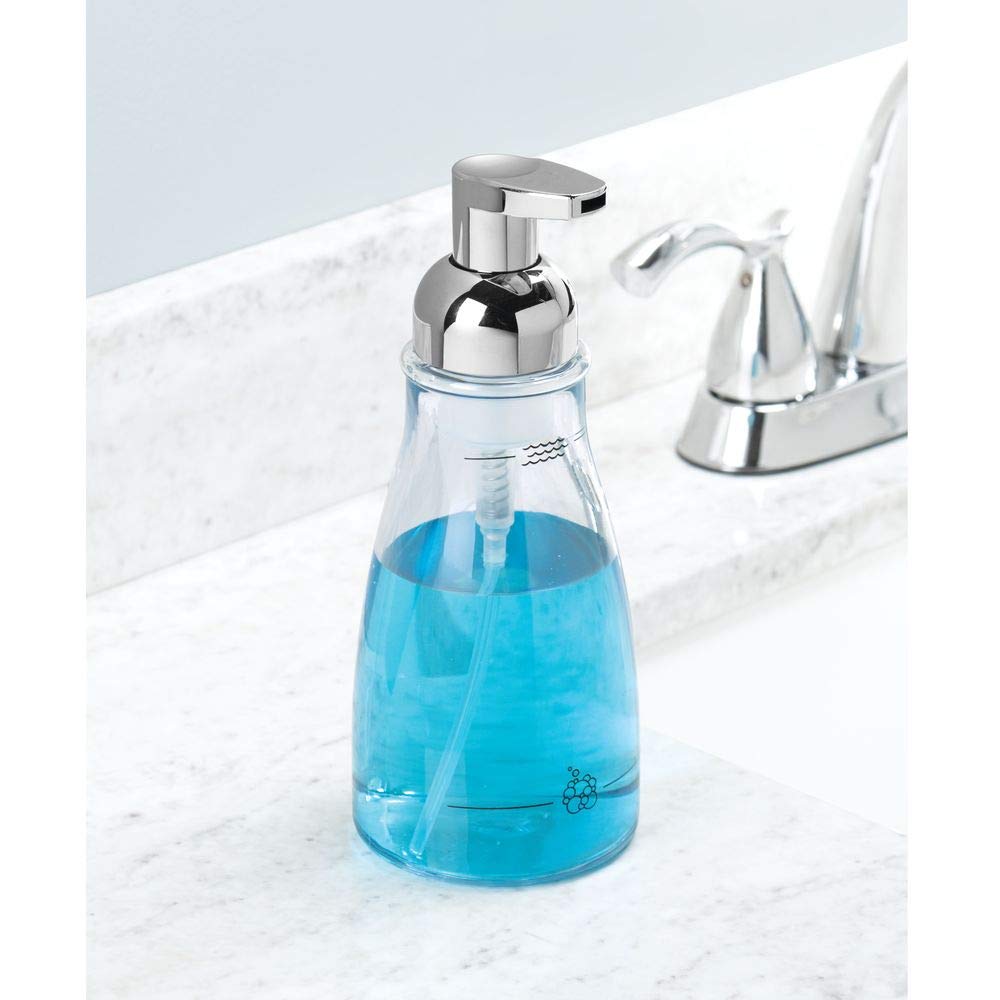 Idesign Bpa-Free Plastic Refillable Foaming Soap Dispenser - 3.12'' X 3.12'' X 7.45'', Clear/Chrome