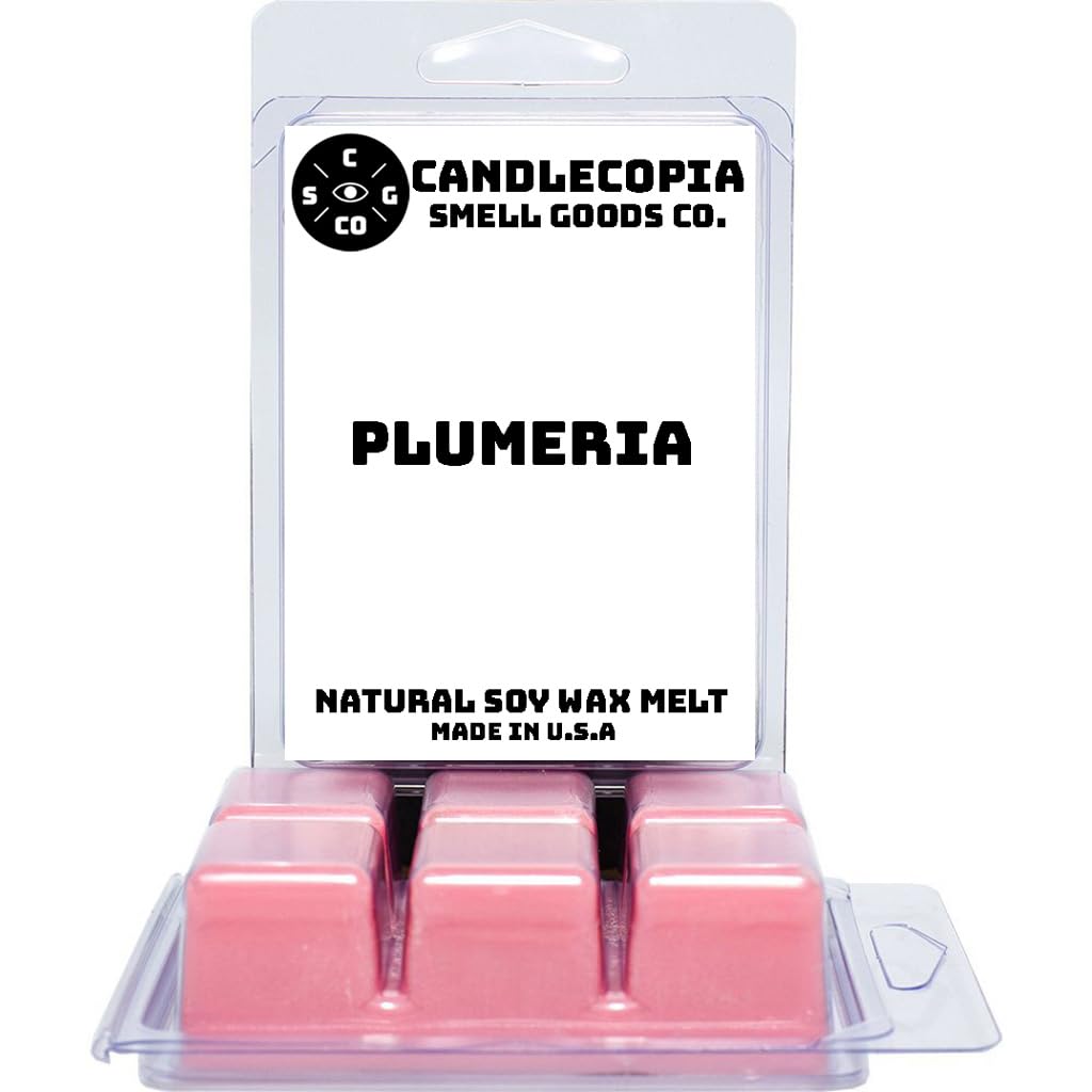Candlecopia Strongly Scented Hand Poured Vegan Wax Melts, 12 Scented Wax Cubes, 6.4 Ounces in 2 x 6-Packs (Plumeria)