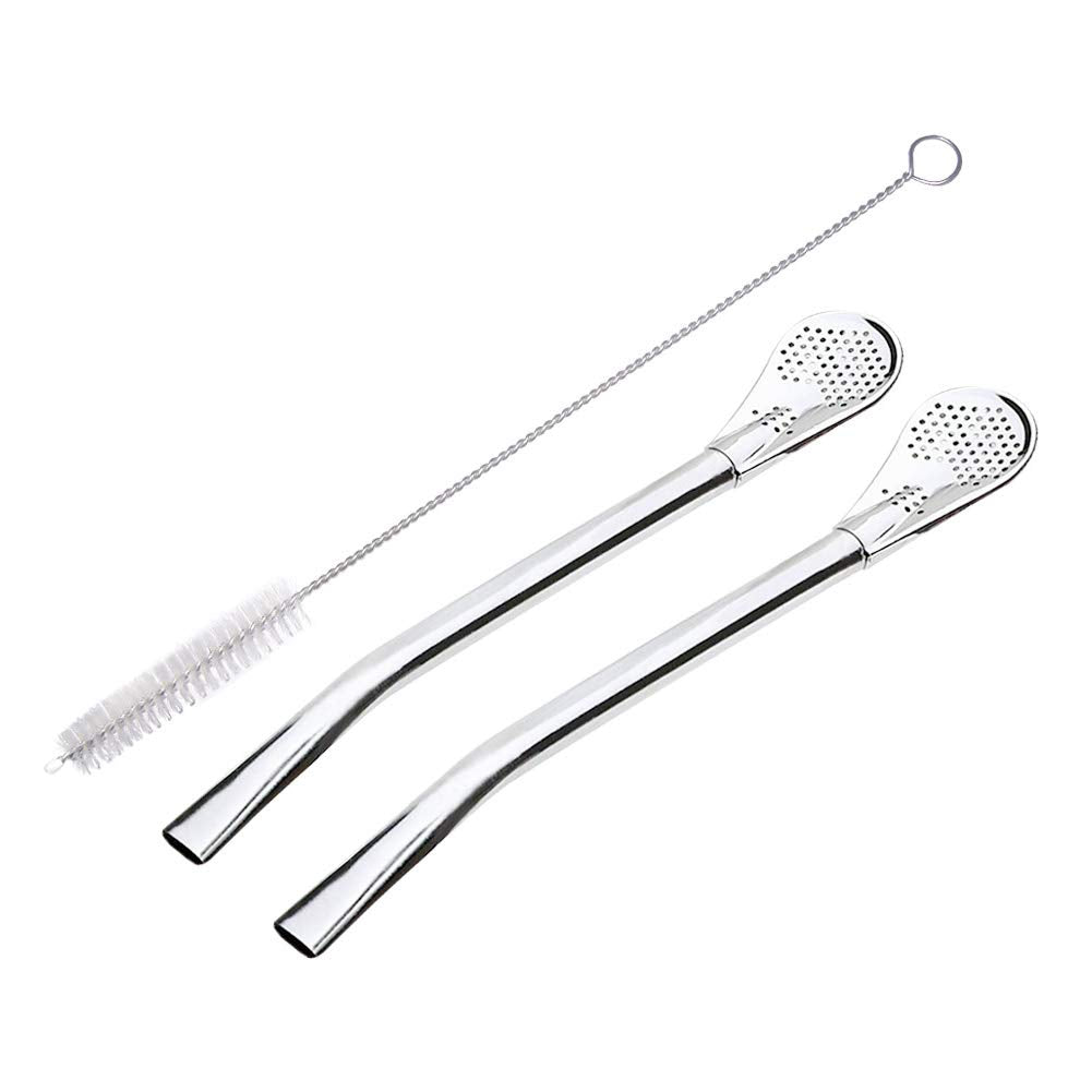 Gfdesign Yerba Mate Bombilla Gourd Drinking Filter Straws 304 FoodGrade 18/8 Stainless Steel  Set Of 2 With Cleaning Brush  6