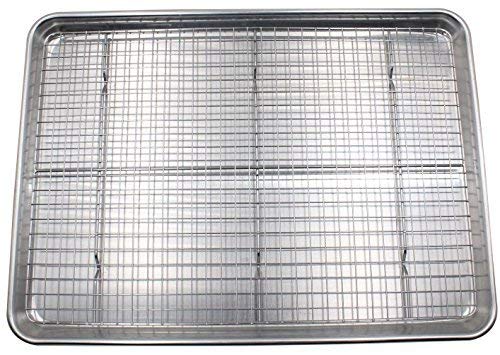 Checkered Chef Baking Sheets for Oven - Half Sheet Pan with Stainless Steel Wire Rack Set 1-Pack - Easy Clean Cookie Sheets, Alu