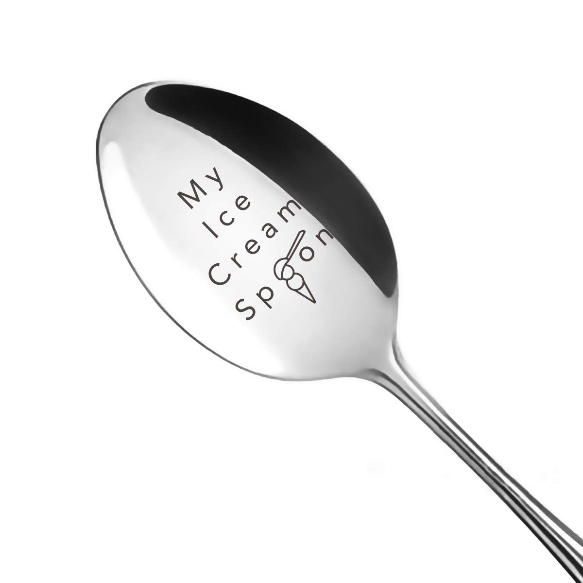 Funny Ice Cream Spoon Engraved Stainless Steel - Ice Cream Spoon For Grandma Grandpa Dad Sister Friends - Ice Cream Lover Gift I