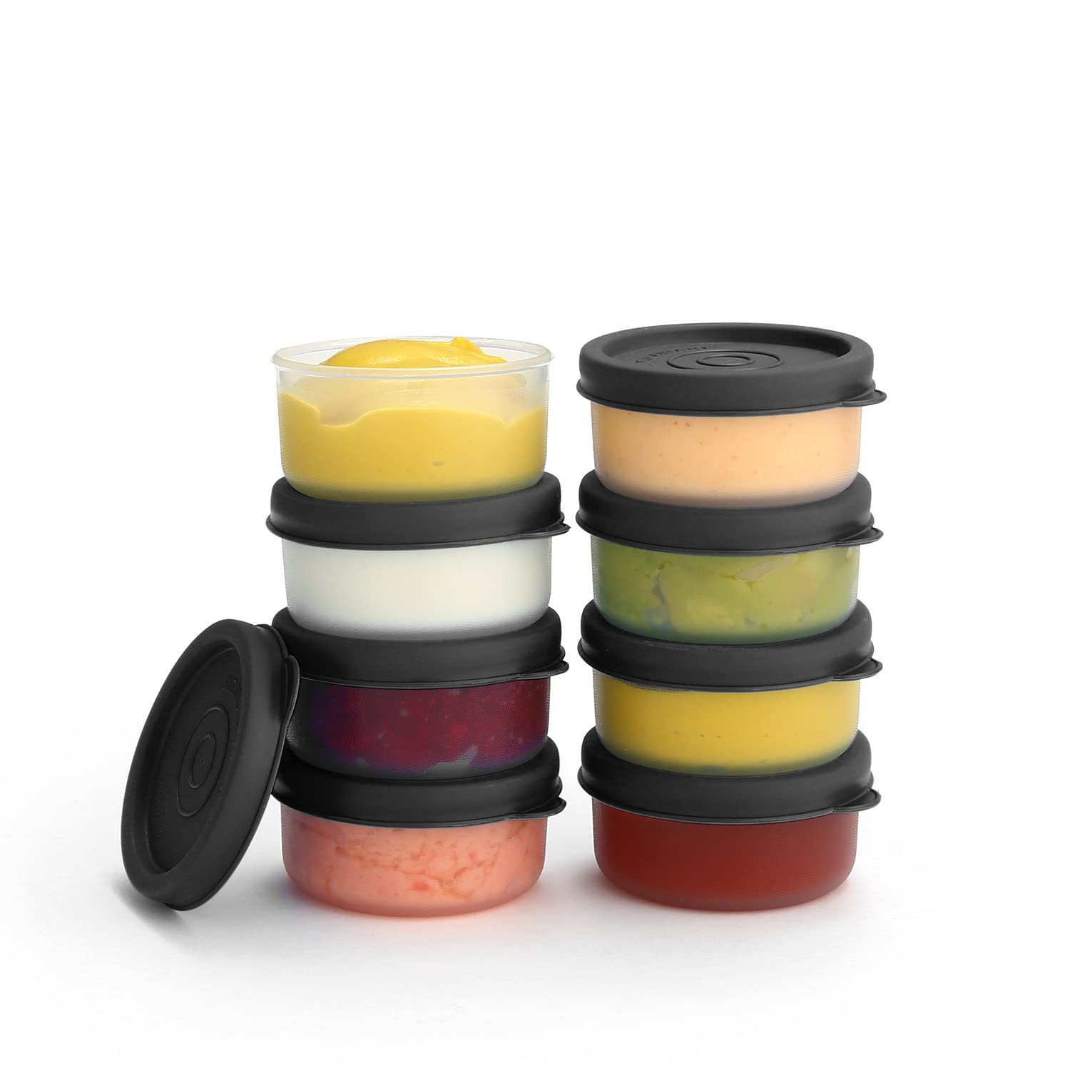 Condiment Cups Containers with Lids- 8 pk. 1.3 oz.Salad Dressing Container to go Small Food Storage Containers with Lids- Sauce 
