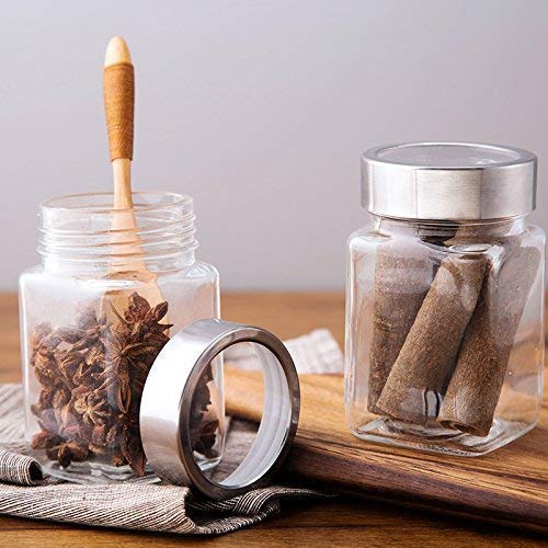 Mahi Enterprise? Cube Spice Storage Glass Jar 580 Ml, Set Of (2)