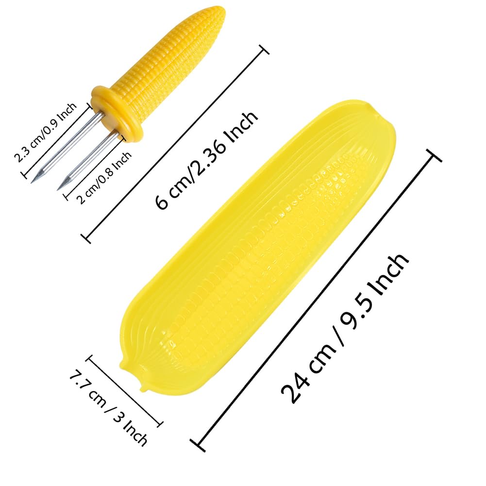 16 Pack Corn Cob Holders And 8 Pack Corn Dishes, Corn Dishes And Corn Holders Set Kits, Peouwnes Corn On The Cob Holders, Stainl