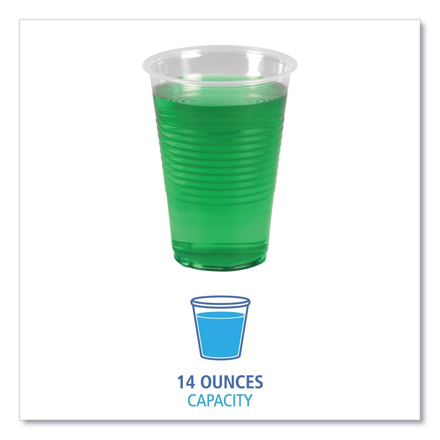 Boardwalk Translucent Plastic Cold Cups, 14 Oz, Polypropylene, 20 Cups/Sleeve, 50 Sleeves/Carton