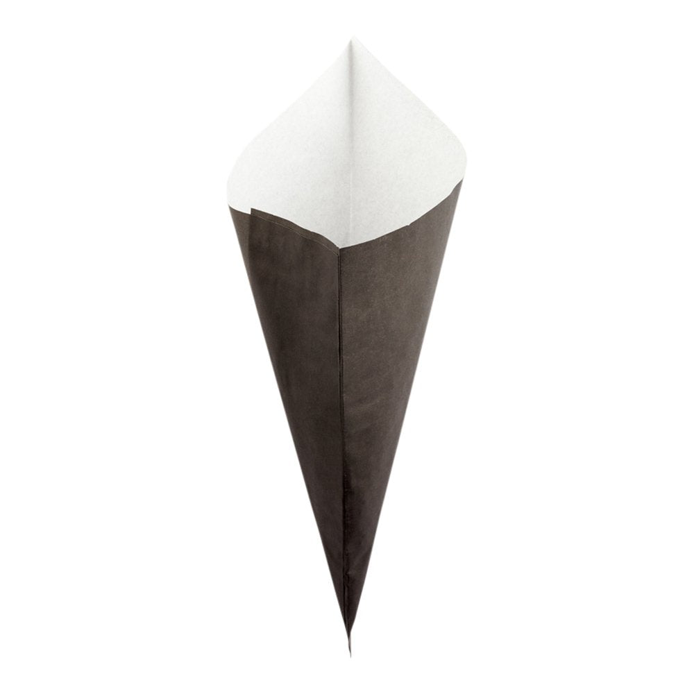 Restaurantware Cone Tek 7.9 Inch French Fry Cones 100 Greaseproof Food Cones - Sustainable For Appetizers And Charcuterie Black