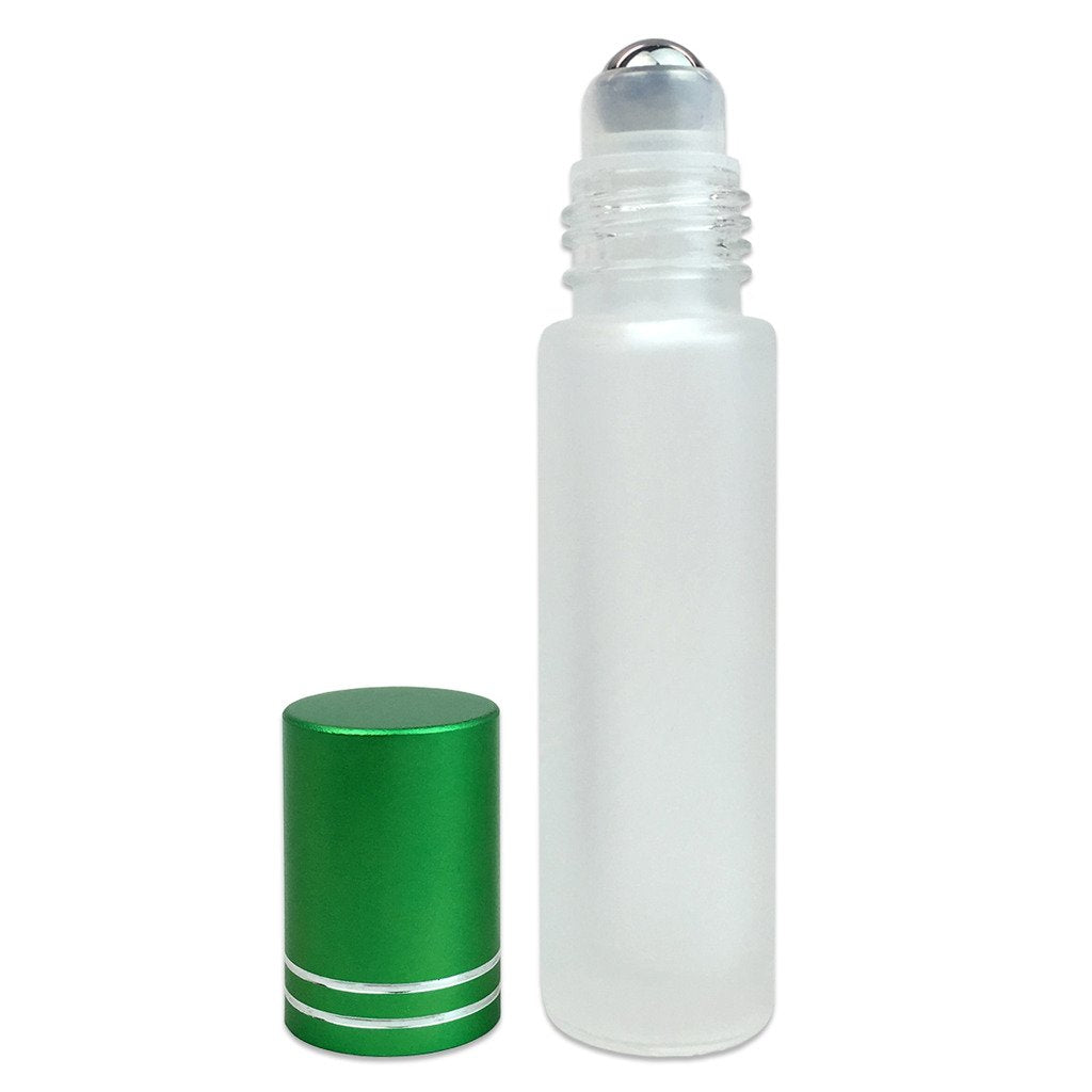 Beauticom Glass Roll On Bottle 10Ml ~ 1/3 Oz With Metal Cap, Stainless Steel Roll Balls For Essential Oil, Aromatherapy, Perfume