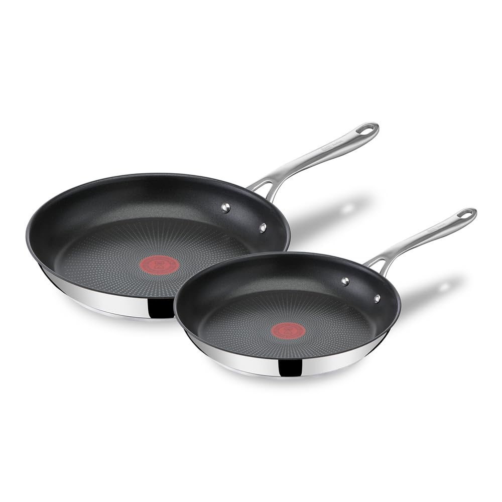 Tefal E304S244 Jamie Oliver X 2 Frying, 24-28 Cm, 2 Piece Pan Set, Black/White