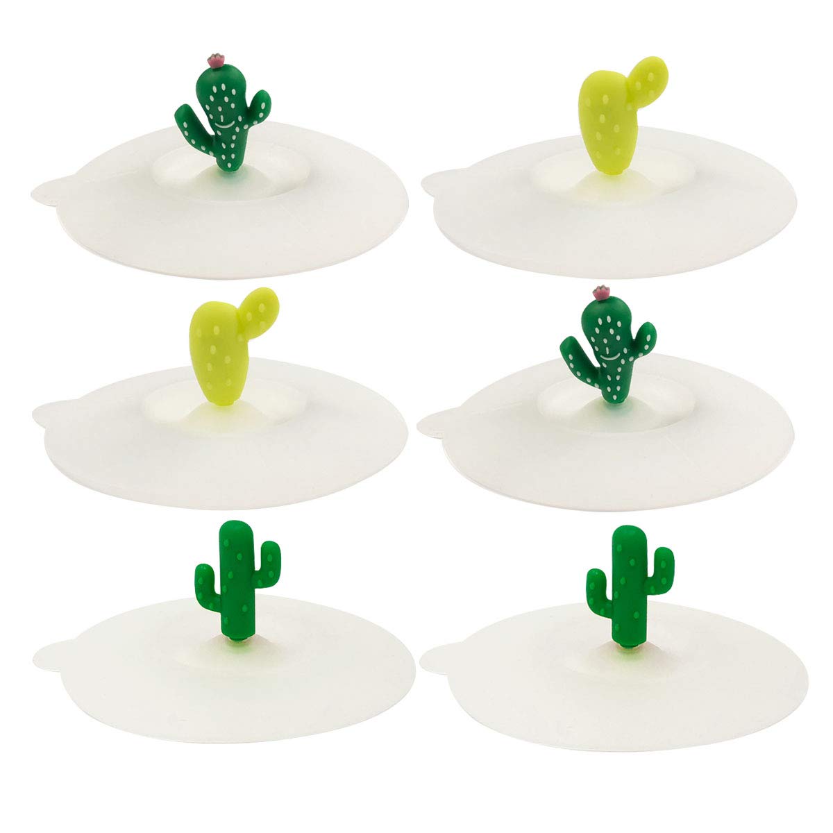 Allydrew Silicone Cup Lids, Anti-Dust Leak-Proof Coffee Mug Covers For Hot And Cold Drinks (Set Of 6), Desert Plants