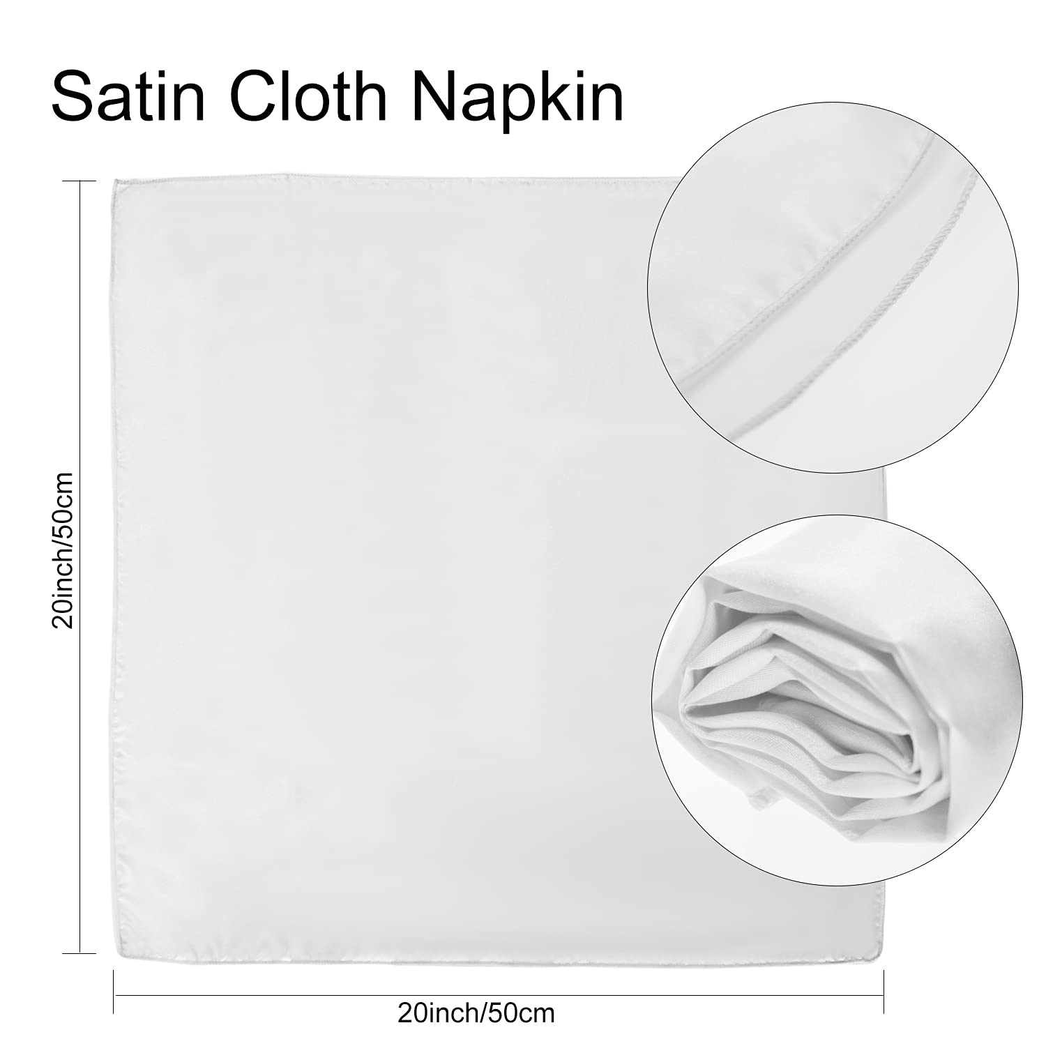 White Cloth Napkin Set Of 12,Satin Dinner Napkins Cloth Washable,Reusable Napkin For Everyday Use Dining Table,Restaurant,Weddin