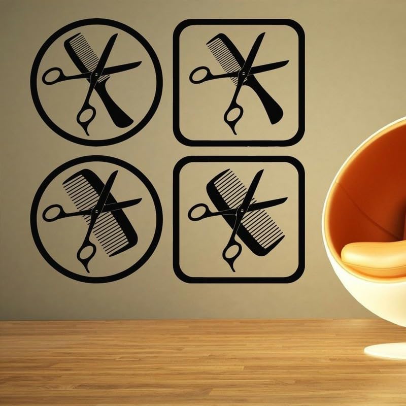 Gadgets Wrap Wall Decal Vinyl Sticker Scissors Comb Pattern For Office Home Wall Decoration