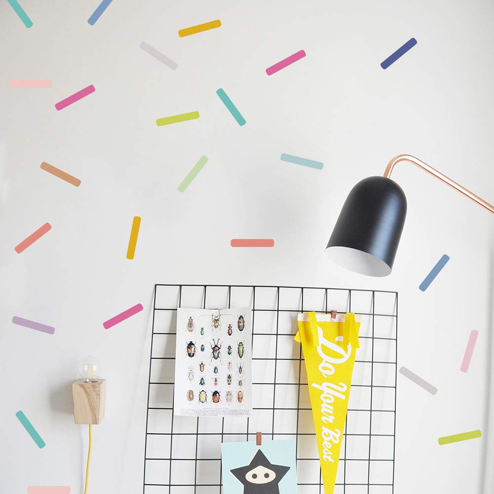 Sprinkles Wall Decals With 16 Colors (3 Sheets Bright + 3 Sheets Dark), Colorful Peel And Stick Wallpaper
