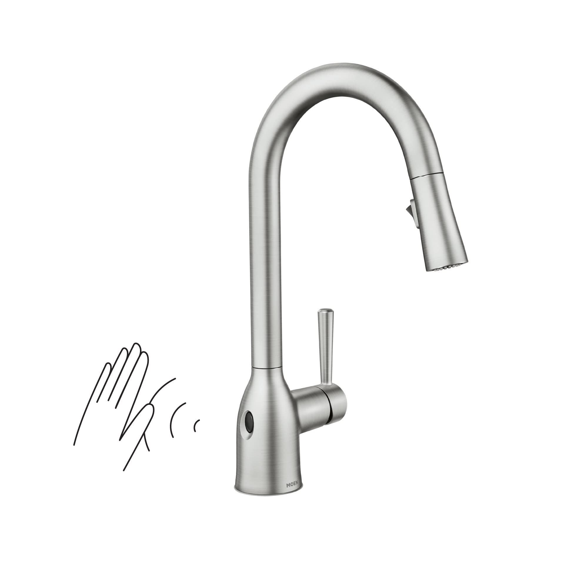 Moen Adler Spot Resist Stainless Single-Handle Touchless Pulldown Kitchen Faucet Can Activate With A Hand Wave, 87233Ewsrs