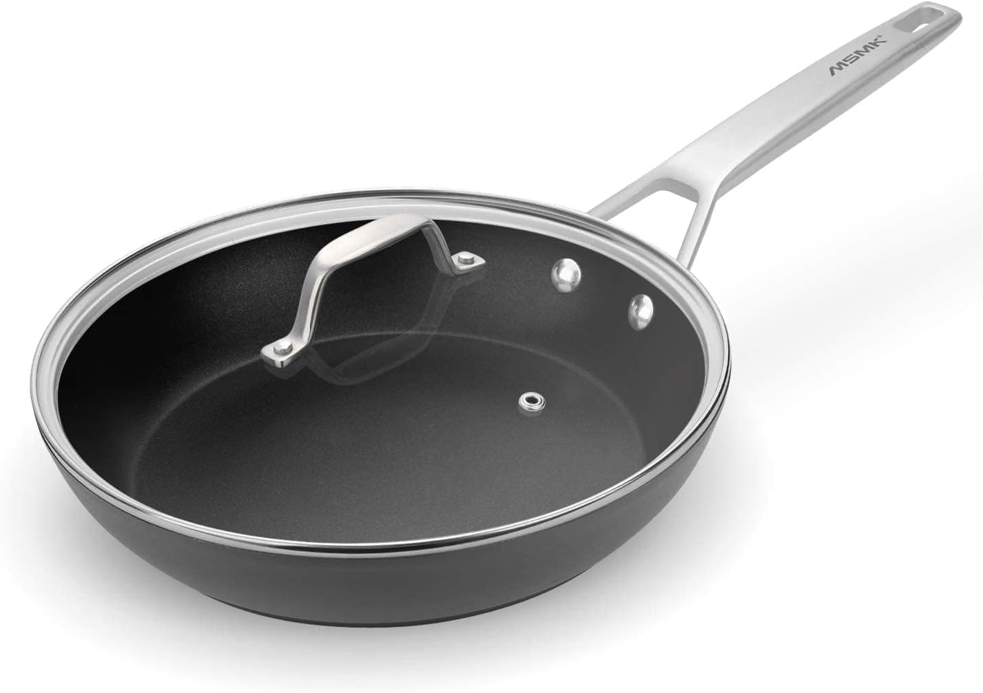 MsMk 12 Inch Nonstick Frying Pan with Lid, Titanium and Ceramic Nonstick skillet with lid, PFOA Free, Non-Toxic, Stay-Cool Handl