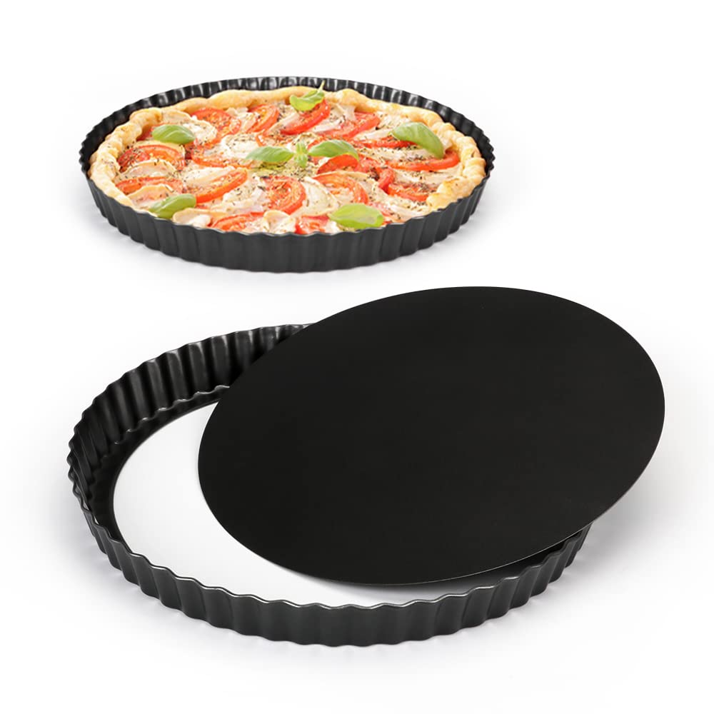 Gutsdoor Tart Pan 10 Inch With Removable Bottom Nonstick Quiche Pan Round Pie Pans For Baking