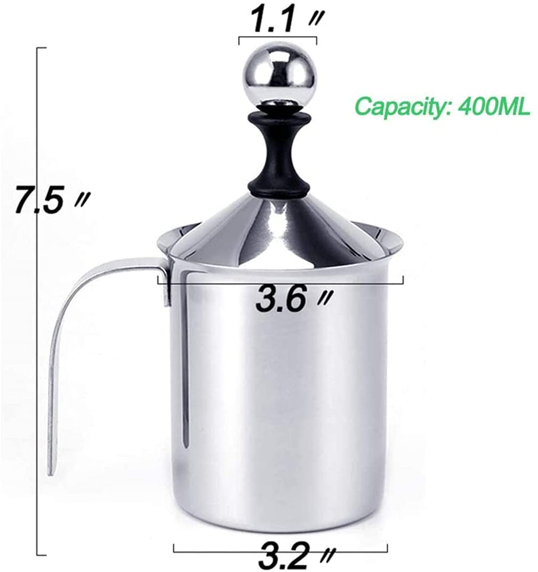 Sindh Stainless Steel Manual Milk Frother, Hand Pump Milk Foamer With Filter Screen For Cappuccino Coffee Latte Hot Chocolate, 1
