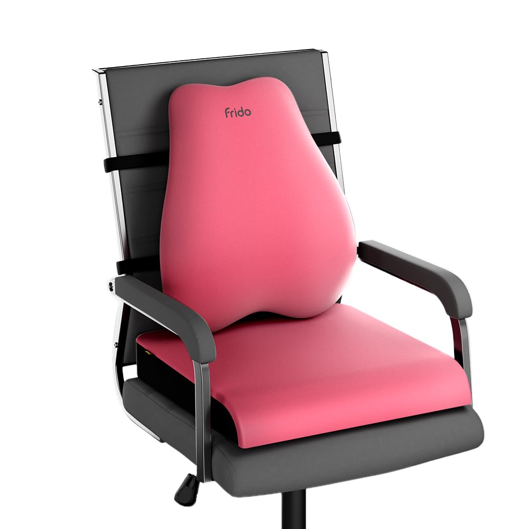 Frido Cloud Backrest & Seat Cushion Combo | High-Density Memory Foam | Lumber, Tailbone & Thighs Support Pillow | Breathable & M