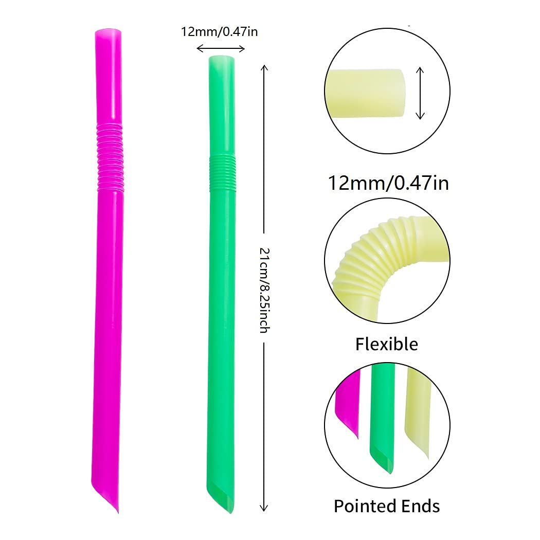 Honest Eco 100 Pcs Flexible Drinking Straws Individually Wrapped,0.47Inch Extra-Wide Bendy Straws, Bubble Boba Milkshake Smoothi