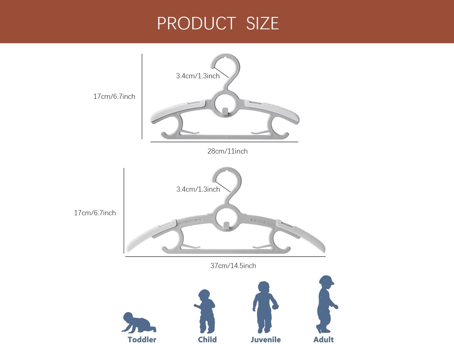 Gencuoir Baby Nursery Closet Hangers, Ultra Thin Non-Slip And Extendable Laundry Infant Pant Hanger For Newborn Clothes 20Pcs11-