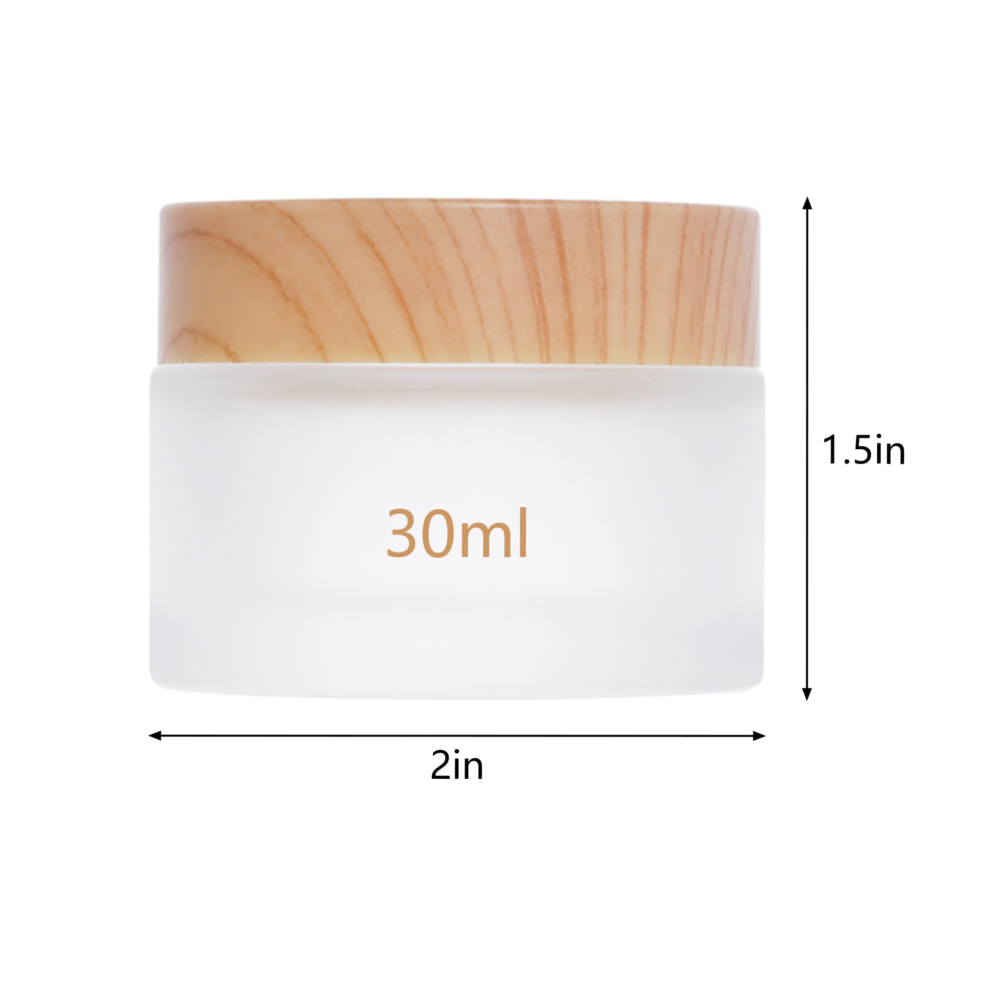Miayon 6Pcs Glass Cosmetic Containers With Wood Grain Lid Refillable Cosmetic Jar Frosted Glass Cream Container With Leak-Proof