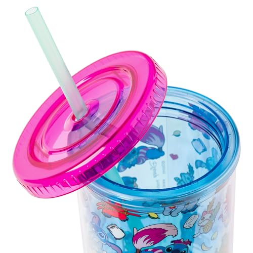 Silver Buffalo Disney Lilo And Stitch Halloween Costumes Plastic Tall Cold Cup With Lid And Straw Featuring Stitch And Scrump, 2