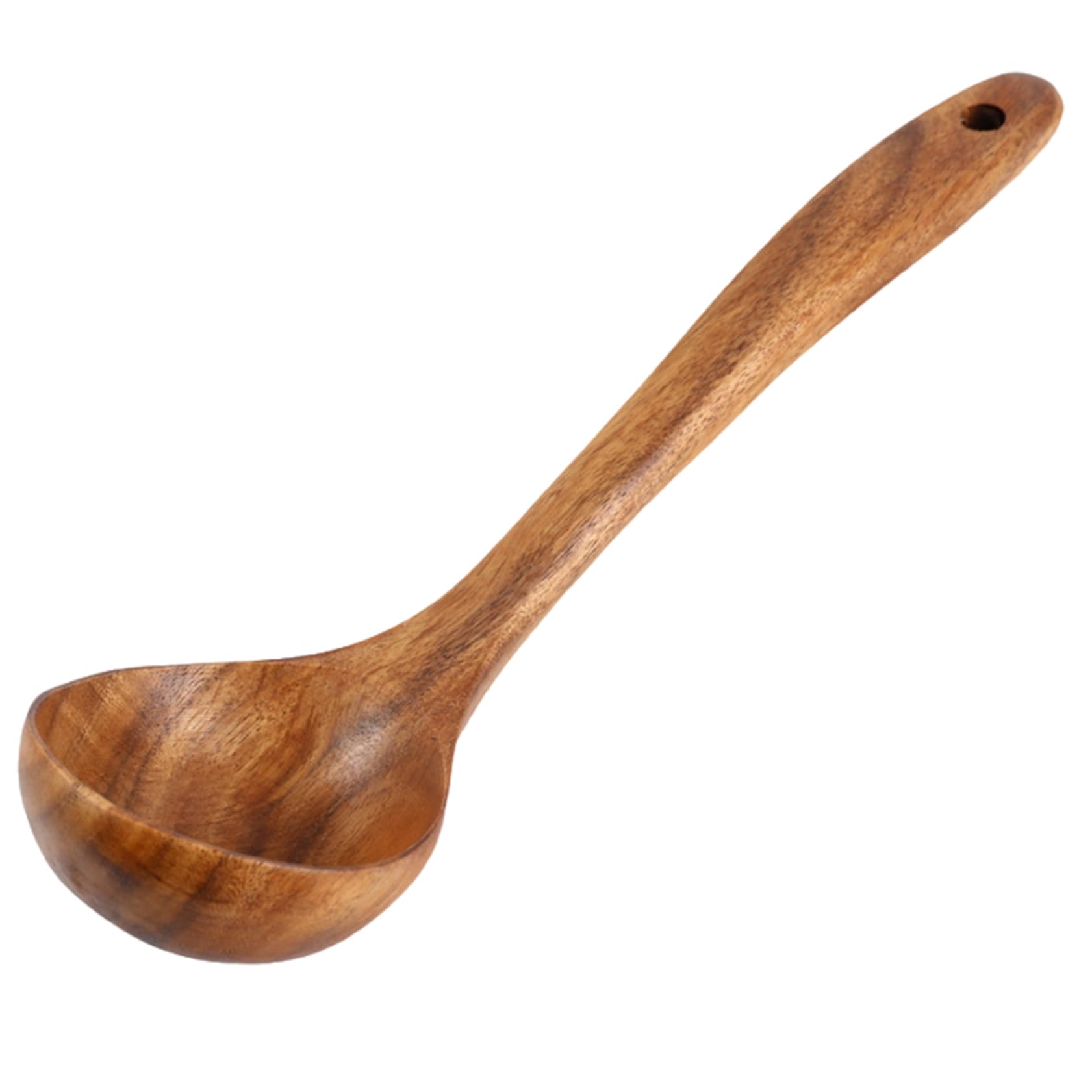 Wooden Ladle 11in Soup Ladle, Long Handle Non Stick Easy Clean Wooden Spoon for Cooking