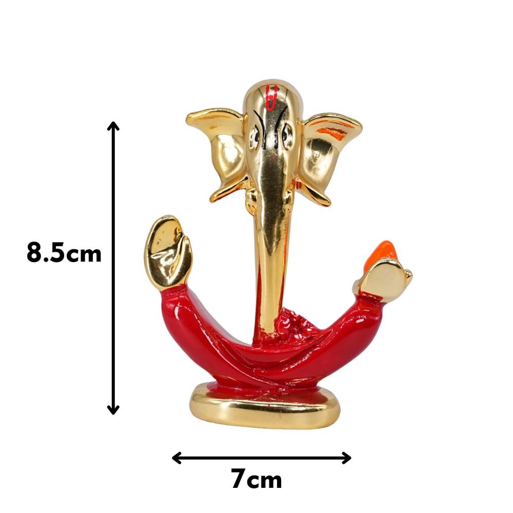 Aarya24Kt Gold Plated Anchor Ganesha |Ganpati Idol For Car Dashboard, Office Desk, Home Temple & Pooja Room | Prosperity,Success