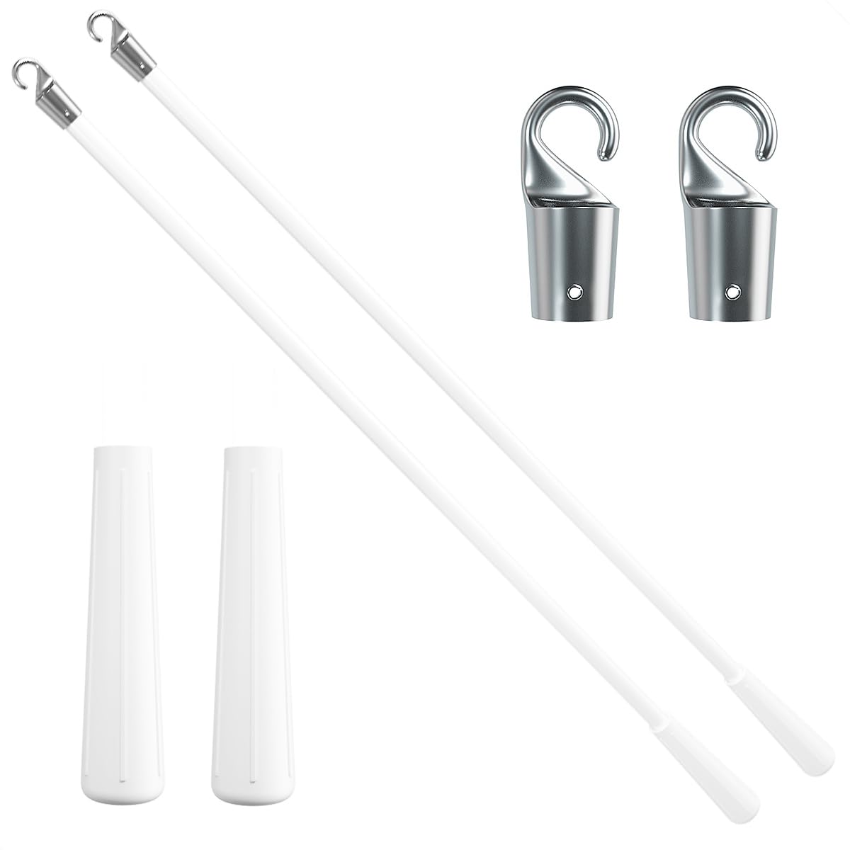 2 Pcs 17 inch Blind Wand, Vertical Blinds Replacement Parts with Hook and Grip, White Fiberglass Blind Tilt Wand, for Windows Cu