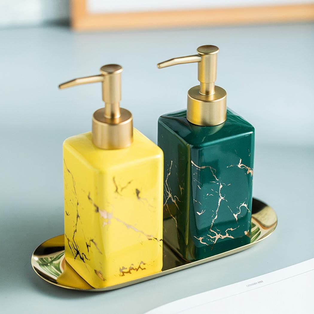 Poshops Soap Dispenser, Ceramic Marble Pattern Bathroom Accessories Hand Soap Dispensers Lotion Dispenser For Birthday Gift, Hou