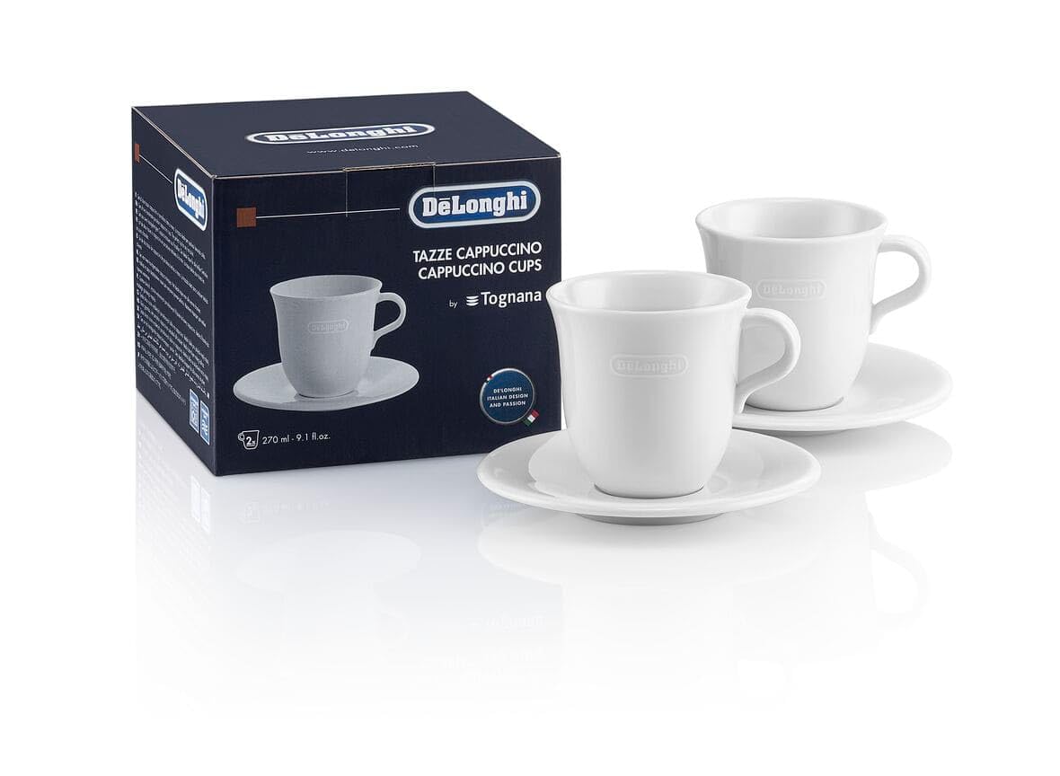 De'Longhi Dlsc309 Porcelain Cappuccino Cup & Saucer, Set Of 2