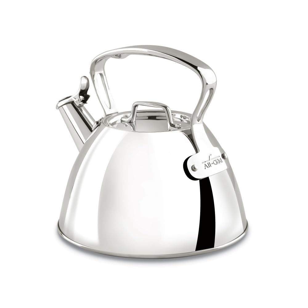 All-Clad Specialty Stainless Steel Tea Kettle 2 Quart Induction Pots And Pans, Cookware Silver
