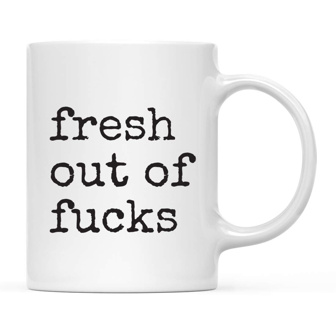 Andaz Press 11oz. Funny Rude Coffee Mug Gift, Typewriter Style, Fresh Out of Fucks, 1-Pack