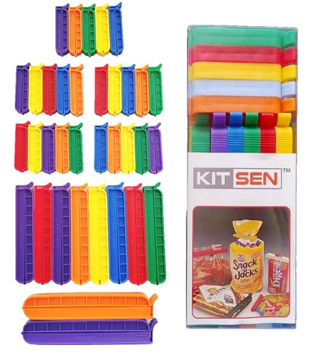 Kitsen 35 Clips, 3 Different Sizes, Plastic Multipurpose Airtight Seal Clips For Food Bags, Snack Packets To Keep Bag Content Fr