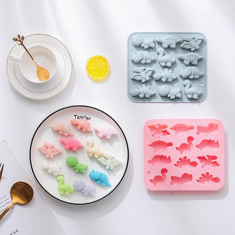 Sujosa Silicone Cake Pop Mold Non Stick Fancy Mold Cake Pan 12 Cavity Dinosaur Shape Candy Cupcake Cornbread Chocolate Brownie G