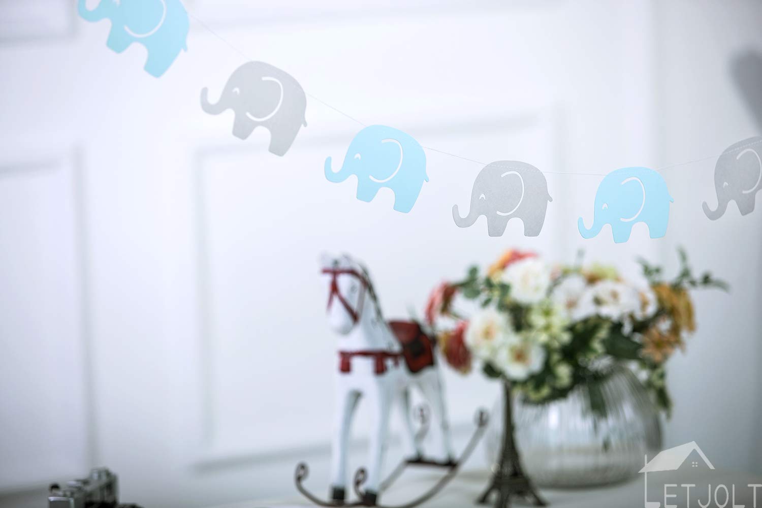 Blue Elephant Garland Baby Shower Bunting Decorations Boy Party Birthday Party Supplies Baby Nursery Classroom Decorations Gende
