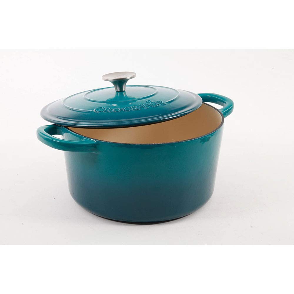 Crock-Pot Artisan Round Enameled Cast Iron Dutch Oven, 5-Quart, Teal Ombre