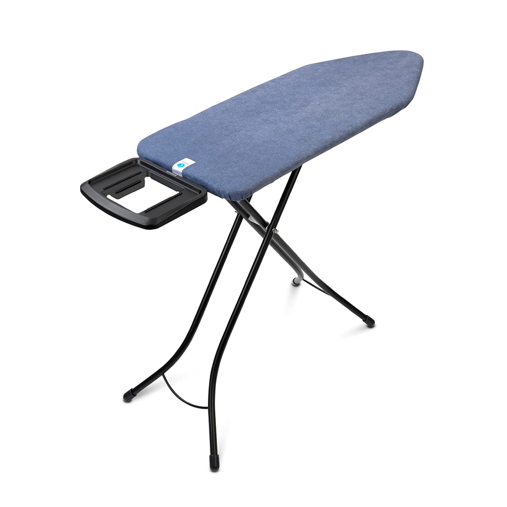 Brabantia Size C Ironing Board (49X18 In) 7 Height Options, Solid Steam Iron Rest Holder (Denim Blue) Non-Slip Feet, Anti-Collap