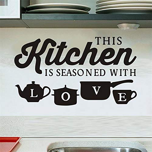Heshengzaixian Motivational Quotes Wall Stickers, This Kitchen Is Seasoned With Love For Kitchen Inspirational Saying Wall Decal