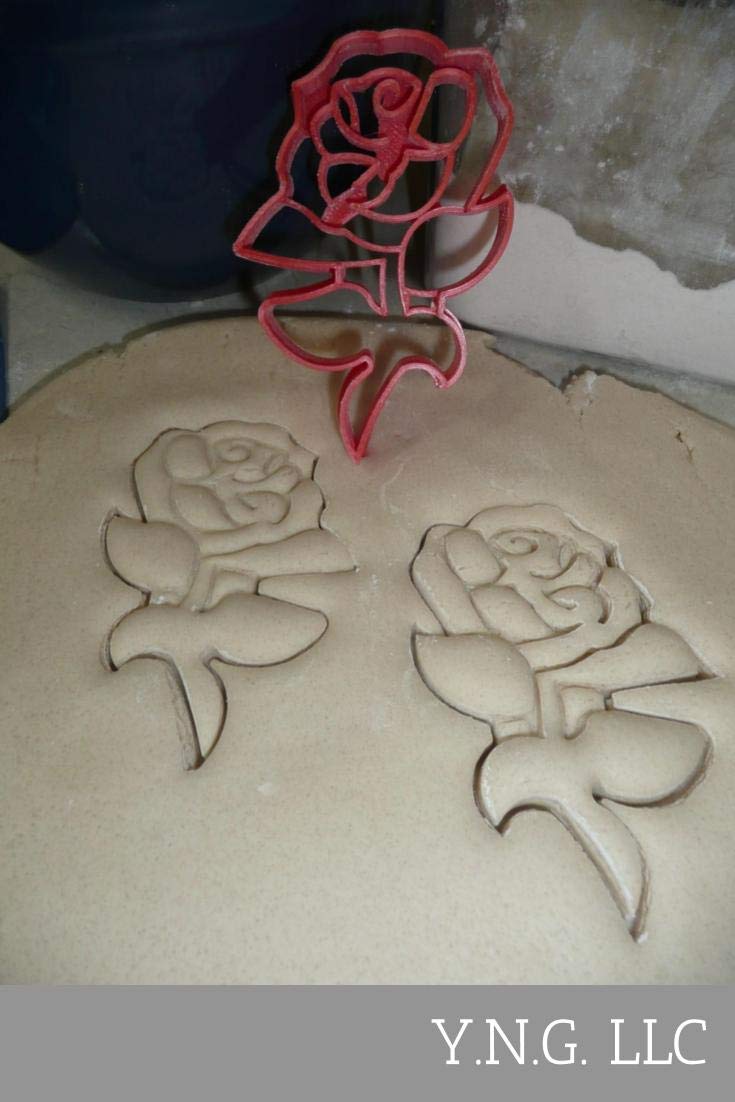 Rose With Stem Pretty Flower Plant Thorn Valentines Day Gift Cookie Cutter Made In Usa Pr2907