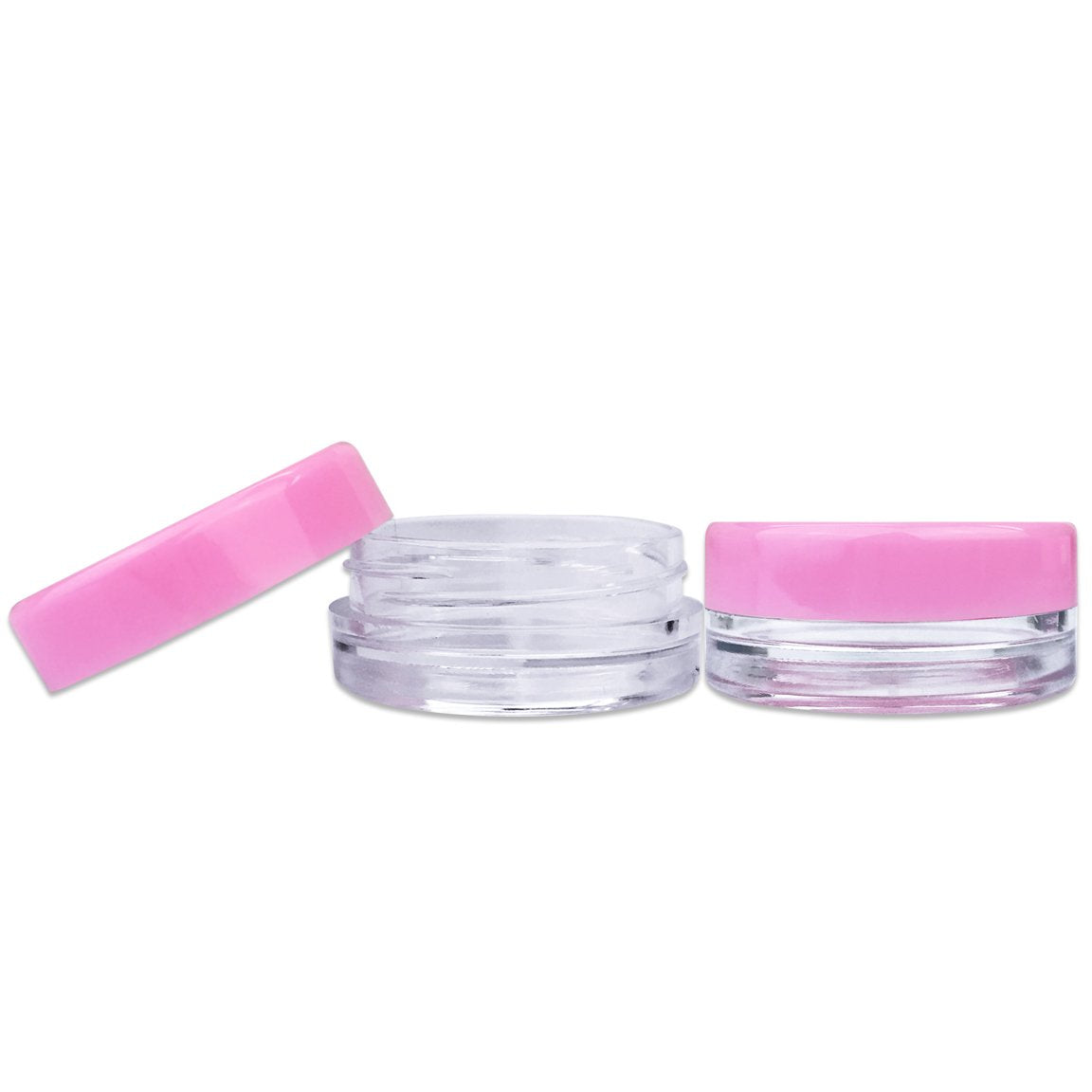 Beauticom 3G/3Ml Round Clear Jars With Pink Lids For Herbs, Spices, Loose Leaf Teas, Coffee And Other Foods - Bpa Free (Quantity