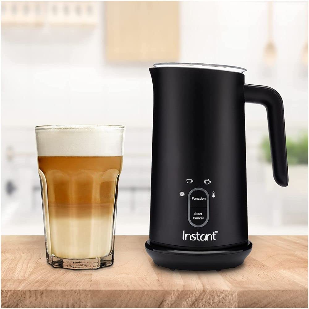 Instant Pot Milk Frother, 4-in-1 Electric Steamer, 10oz, Black, Model 140-6001-01, Automatic Hot & Cold Foam Maker for Lattes & Capp