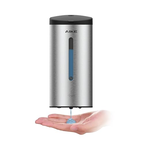 AIKE Wall-Mount Automatic Liquid Soap Dispenser 27oz Large capacity Brushed Stainless Steel Finish Model AK1205