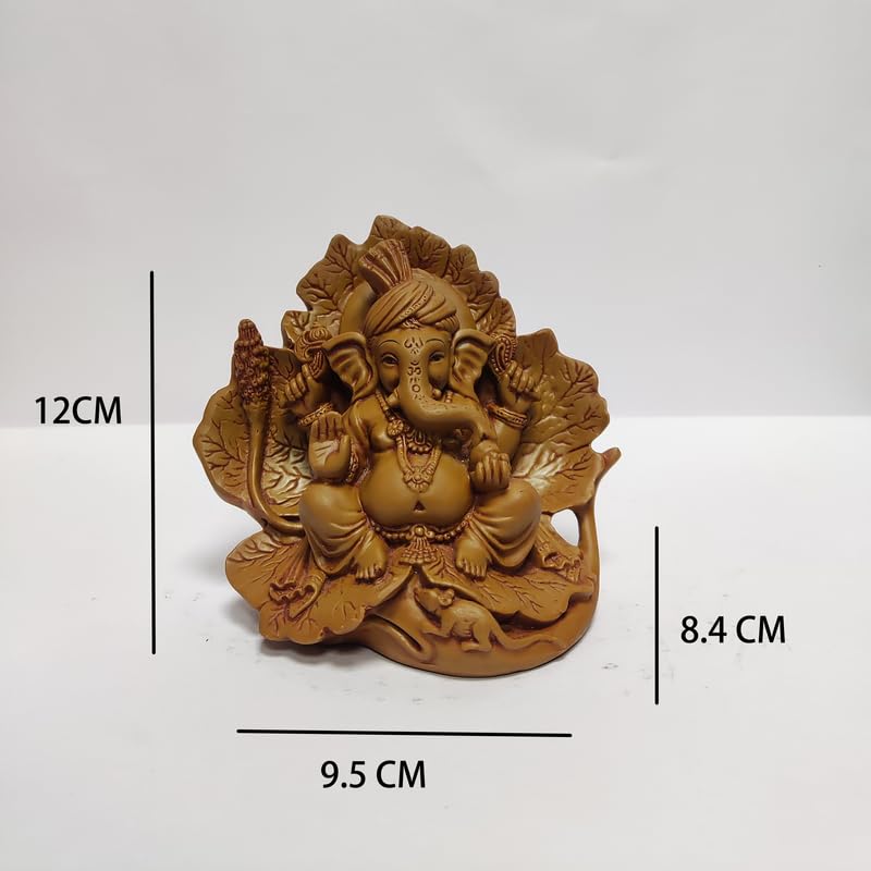Pratima Wooden Finish Jaswanti Polyresin Ganesh Idol|Vinayaka Statue|Ganpati Murti|Ganesha Idol For Home Decor|Ganesh Idol For D