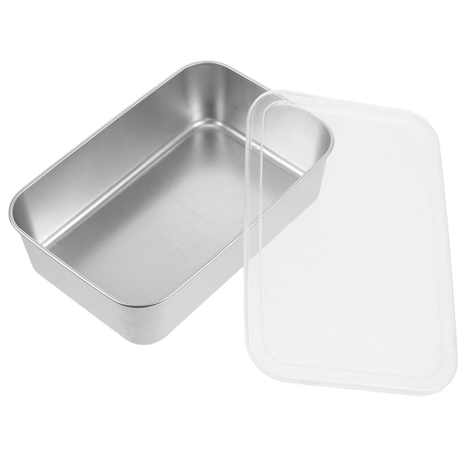 DECHOUS Stainless Steel Cake Mold with Transparent Lid Tiramisu Baking Mold for Baking Steaming and Serving Thickened Tray Bakew