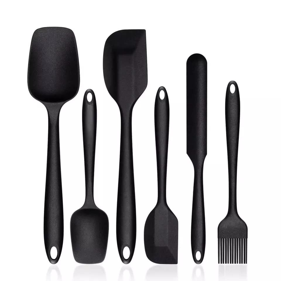6 Pcs Silicone Spatula Set Rubber Kitchen Utensils Heat Resistant With 600F Degrees For Cooking, Baking, And Mixing, One Piece S