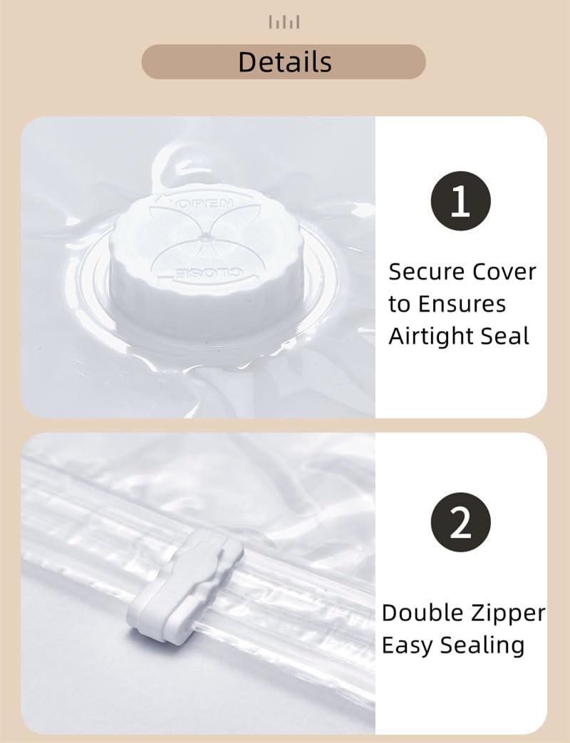 Sunhorde Hanging Space Bags Vacuum Storage Bags For Clothes, Dress, Winter Coats, 6 Pack 53.1X27.6 Inch, Large Reusable Garment