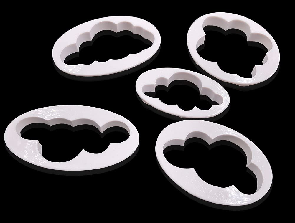 5Pcs Different Pattern Plastic Fluffy Cloud Cutters Cookie Cutters Cake Cutters Fondant Cloud Cutters