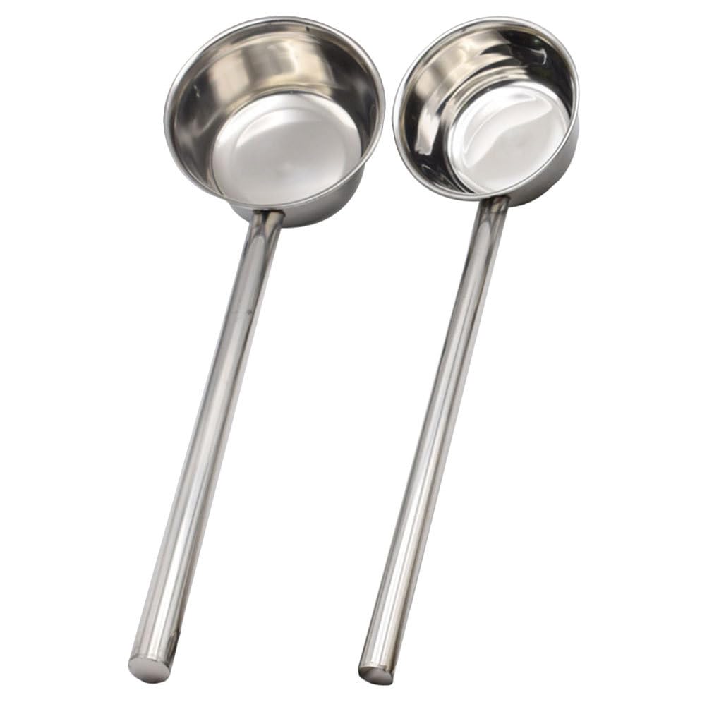 Hemobllo Stainless Steel Water Ladle 22.44 in Long Handle Soup Ladle 2pack Deep Kitchen Ladles for Cooking Garden Watering Rest