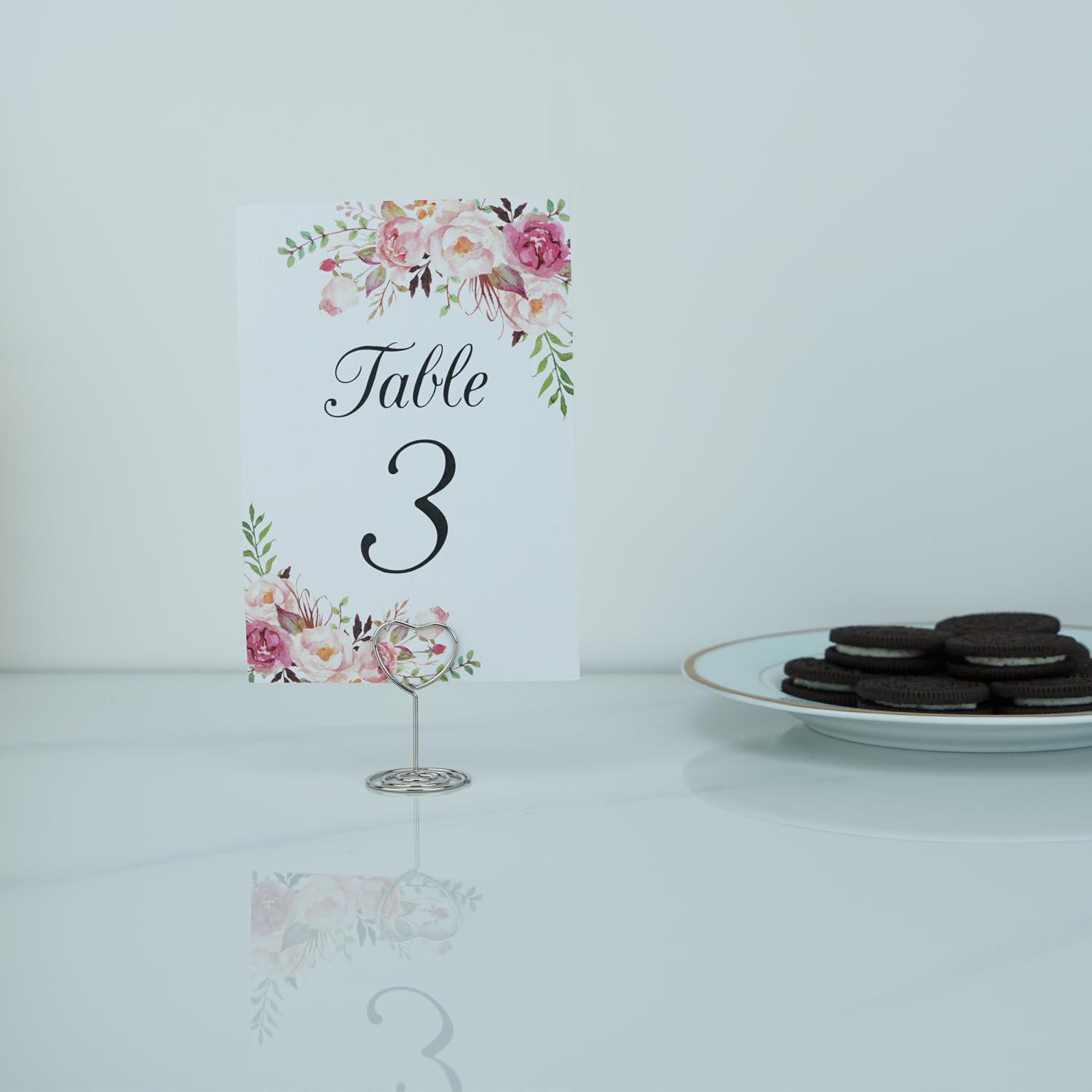 Jofefe 20Pcs Mini Place Card Holder, Table Number Holders, Table Card Holders, Table Number Stands, Wire Table Picture Photo Hol